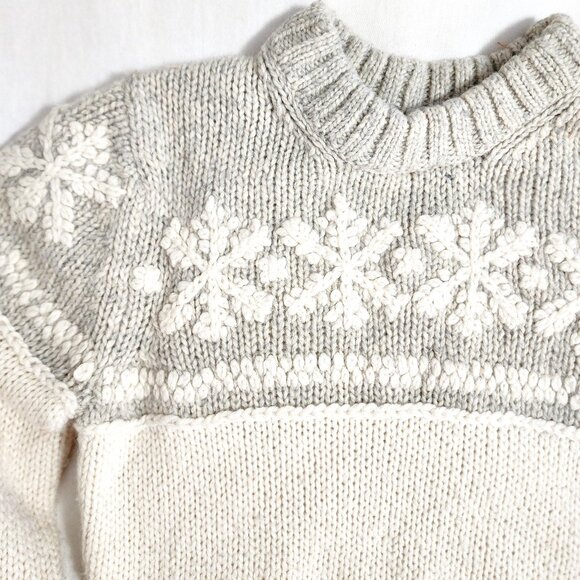 Abercrombie&Fitch Womens WinterWhite&Gray Lambswool Blend Snowflake Sweater - Picture 2 of 10